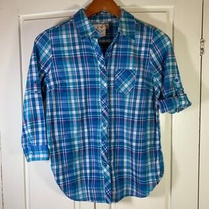 OP Vintage Plaid Button Up Shirt Y2K Skater‎ Girl Womens Small Retro Grunge